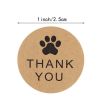 500 Pcs Kraft Paper Thank You Stickers Dog Paws Seals Baking Stickers Gift Wrap Stickers Decorative Labels, 1 Roll