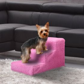 3 Steps Pet Stairs for Dogs - Dark pink