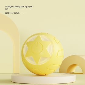 Ai Wo Pet Intelligent Rolling Ball, Cat Toy Ball, Pussy Cat Ball, Bite Resistance, and Relief for Pussy Pet Toy Ball Wholesale Cross border (Specifications: Neutral English packaging, colour: Star Rolling Ball - Yellow)