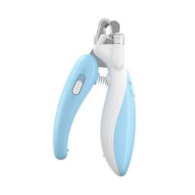 Banana pet nail clippers, cat nail clippers, dog nail clippers, LED blood thread pet products, one package for distribution (Specifications: Little Whale Style - Light Blue)