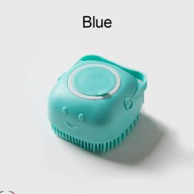 Softness Silicone Pet Brush for Dog; Dog Hair Massage Bath Brush with Shower Gel Dispenser (Color: Square Blue)