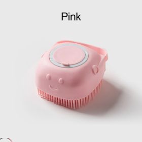 Softness Silicone Pet Brush for Dog; Dog Hair Massage Bath Brush with Shower Gel Dispenser (Color: Square Pink)