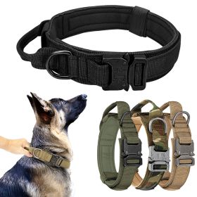 Tactical Dog Collar With Handle; Military Heavy Duty Dog Collars For Medium Large Dogs (Color: Khaki, size: XL)