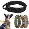 Tactical Dog Collar With Handle; Military Heavy Duty Dog Collars For Medium Large Dogs