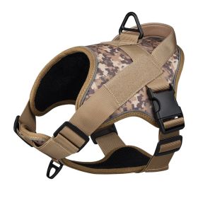 Dog Harness; large dog training tactical chest strap; K9 pet chest strap; vest type reflective dog rope; explosion-proof impulse traction (Specification (L * W): XL, colour: black)