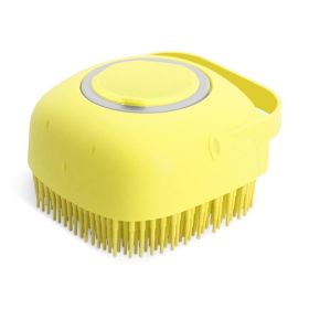 Dog Shampoo Massager Brush Dog Massage Comb Grooming Scrubber Shower Brush for Bathing Short Hair Soft Silicone Brushes (Color: Yellow)